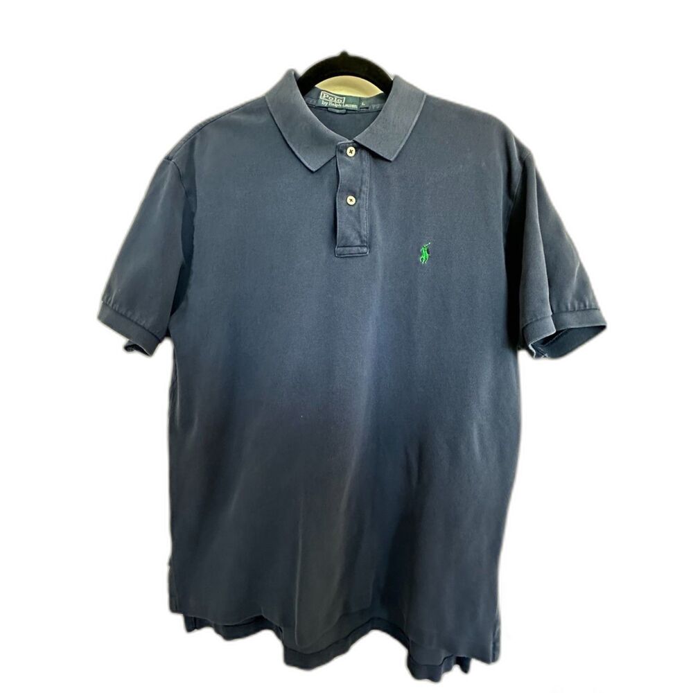 Polo by Ralph Lauren Navy Short Sleeve Polo Collared Shirt Men's Sz Large